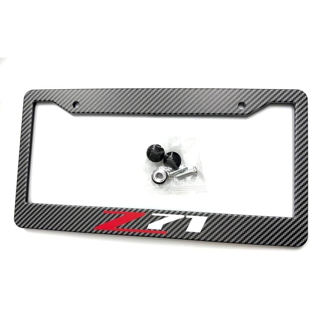 1PC Fibra De Carbono Metal Z71 Quadro Da Placa De Licença Tag Capa Titular Montagem Para Chevy Silverado Sierra Tahoe