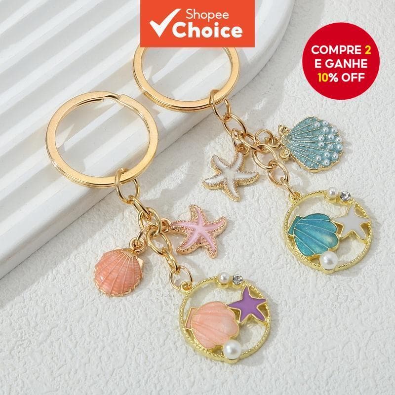Chaveiro Estrela Do Mar Marinho Esmalte De Verão Ocean Life Anel Para Mulheres Homens Conjunto De Jóias Feitas À Mão