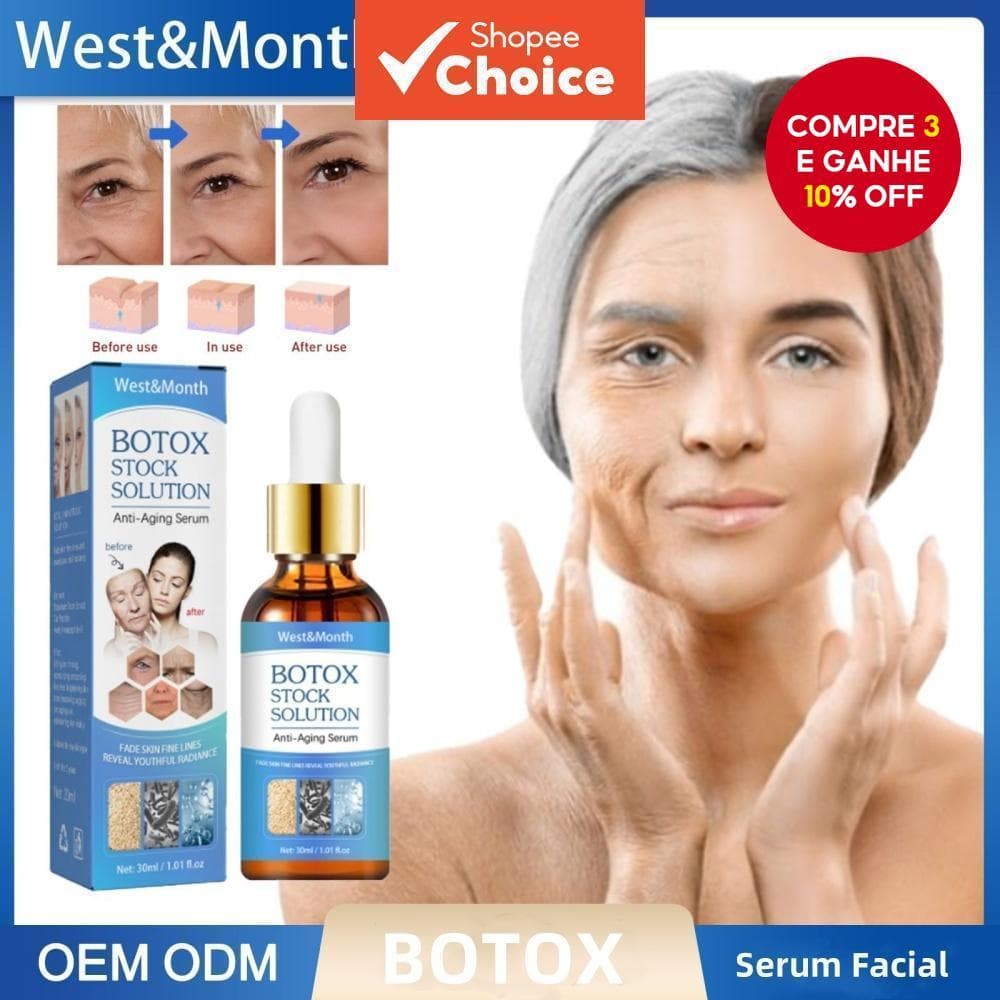  West & Month 30 ml Sérum Facial de Colágeno para Remoção de Rugas Anti-Envelhecimento Levantamento Firmeza Dobra