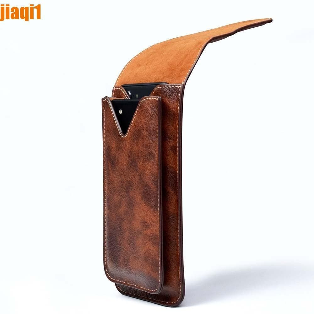 JIAQI1 Carteira De Couro Crazy Horse , Bolsa Clássica De Bolso Para Cintura De Telefone PU , Chaveiro Curta Portátil À P
