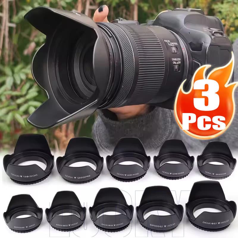 Escudo De Lente De Câmera DSLR De 1/3 Unidades-Capas Antirreflexo Substituíveis-49 Mm 52 58 62 67 Capa Universal-Proteto