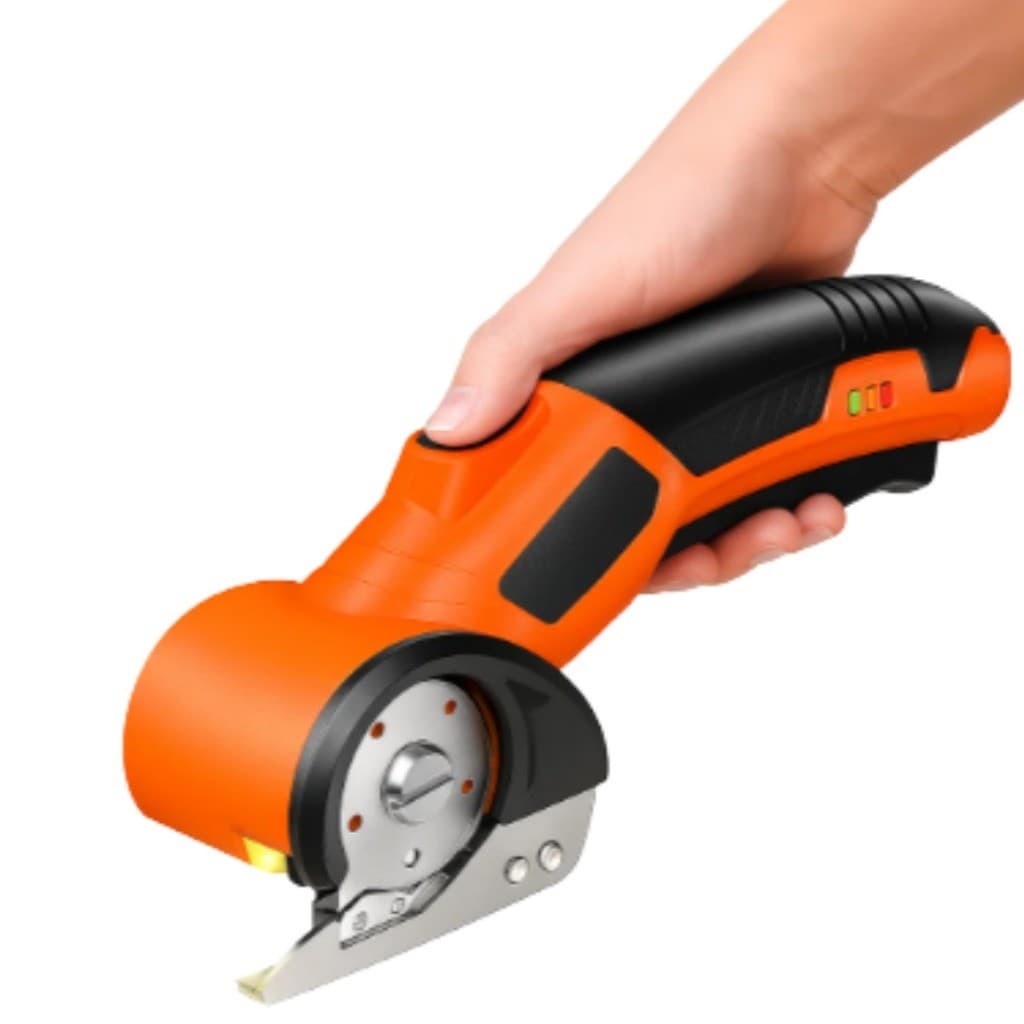 Tesoura Elétrica Sem Fio Recarregável Corte Rápido Cortador Tecido Lâmina Auto Afiada LED