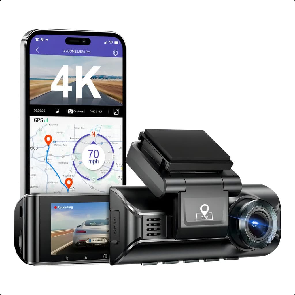 Câmera Veicular Azdome M550 Pro Ultra Hd 4k Uber Cartão 64gb