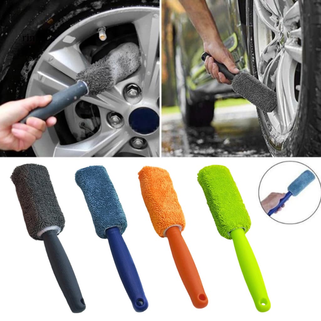 Wheel Crevice Brush Durable Tire Scrub Microfiber with Long Handle – Soft Bristles Car Cleaner Scratch-free Auto Detai