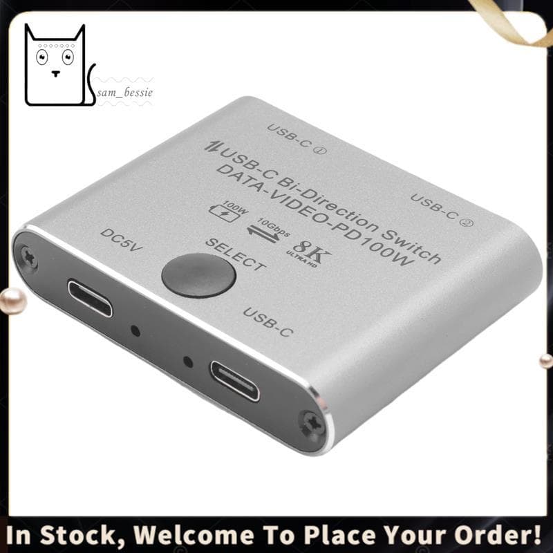 Divisor De Interruptor Para 2 Computadores Bidirecional USB C KVM Switch 1 Em 2 Saídas Transferência De Vídeo 8K @ 60Hz/