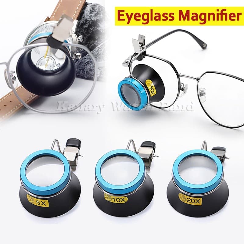 Lupa De Óculos 5X 10X 20X Clip-On Olho Portátil Lente De Ampliação Ferramenta De Reparo De Relógio Para Relojoeiros Oper