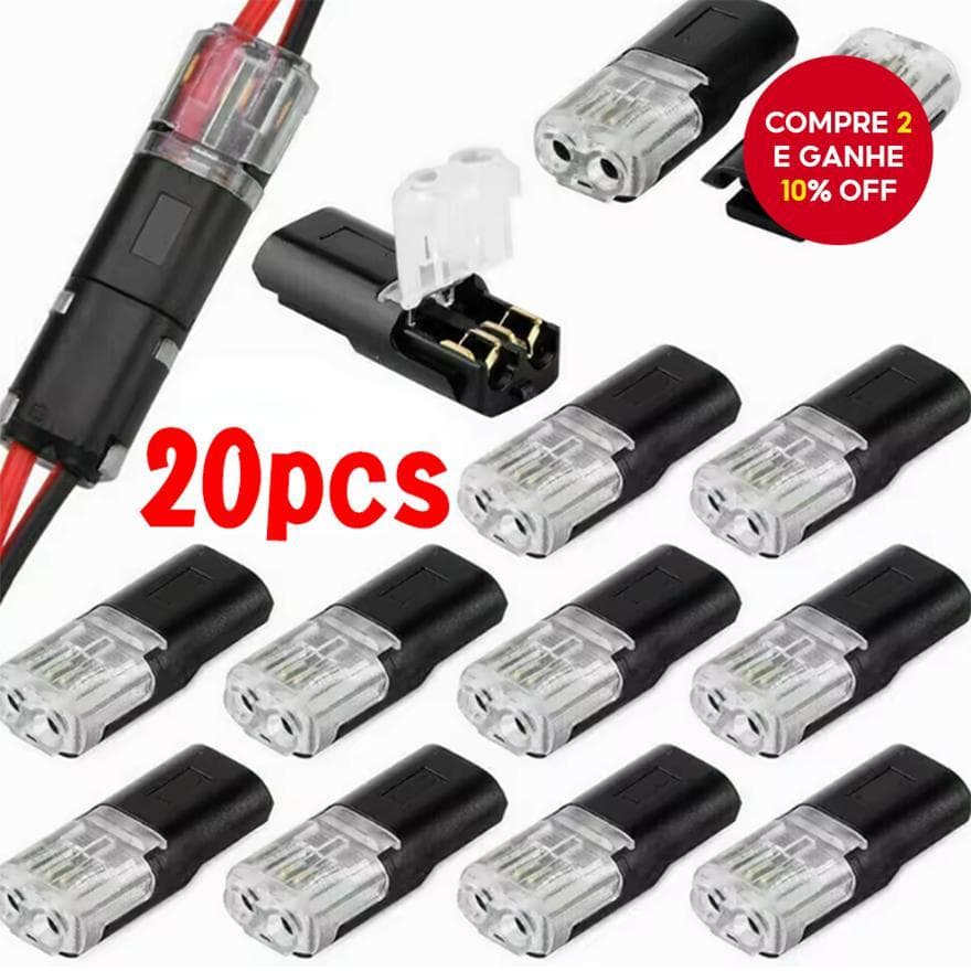  Conectores de fio rápido de dois pinos em ponte, terminais de plugue de dupla linha sem stripping necessários, contato