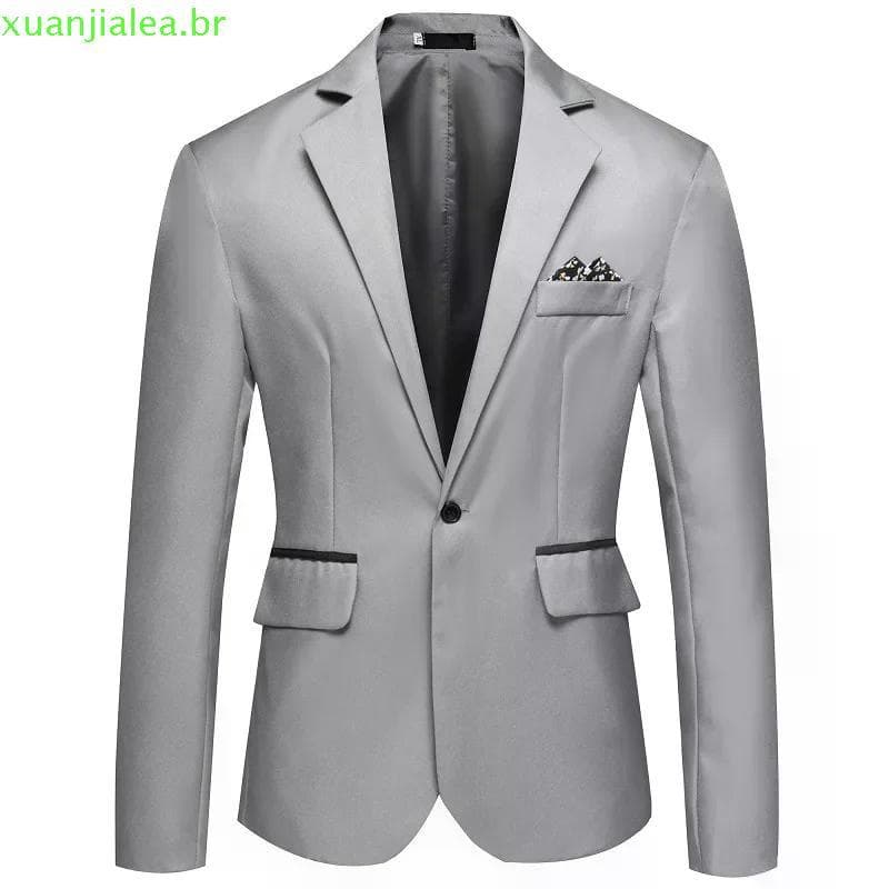 { FR } Moda Um Botão Lapela Casual Homem Blazer Manga Longa Decorativa Casaco De Bolso Roupa De Trabalho