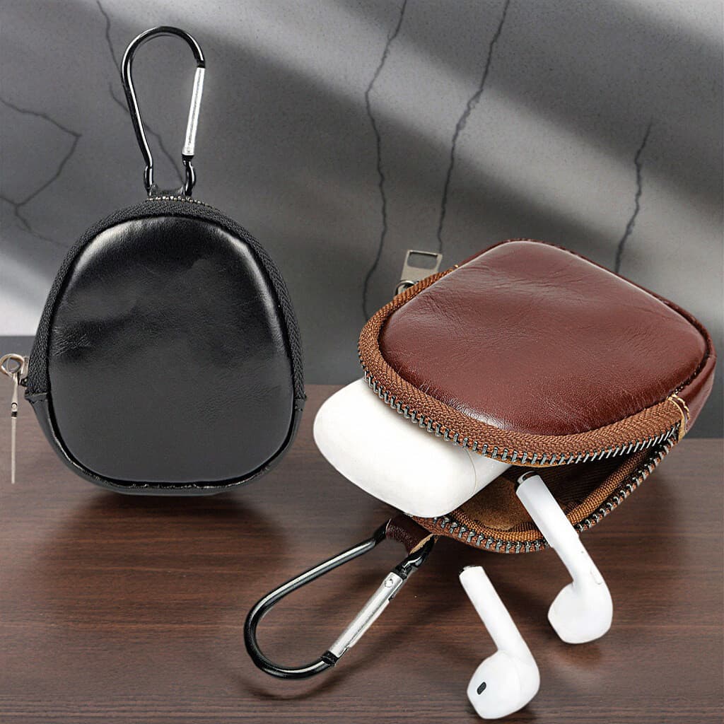 Carteira de Moeda Vintage Couro Genuíno Pequena Simples Carteira de Chave Bolsa com Zíper Bolsa de Armazenamento para Fo