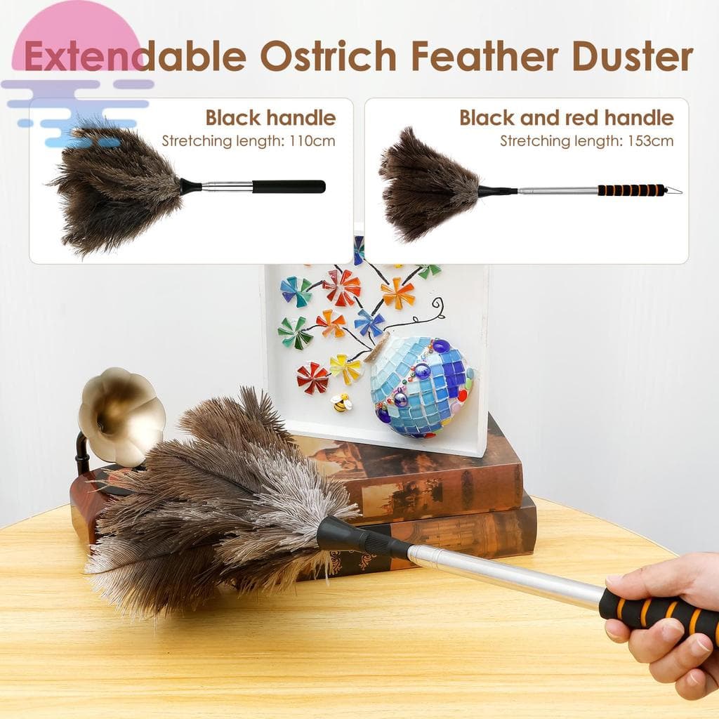 Espanador Extensível De Penas De Avestruz , Ferramenta De Limpeza Antiestática , Doméstico Para Móveis De Escritório SHO