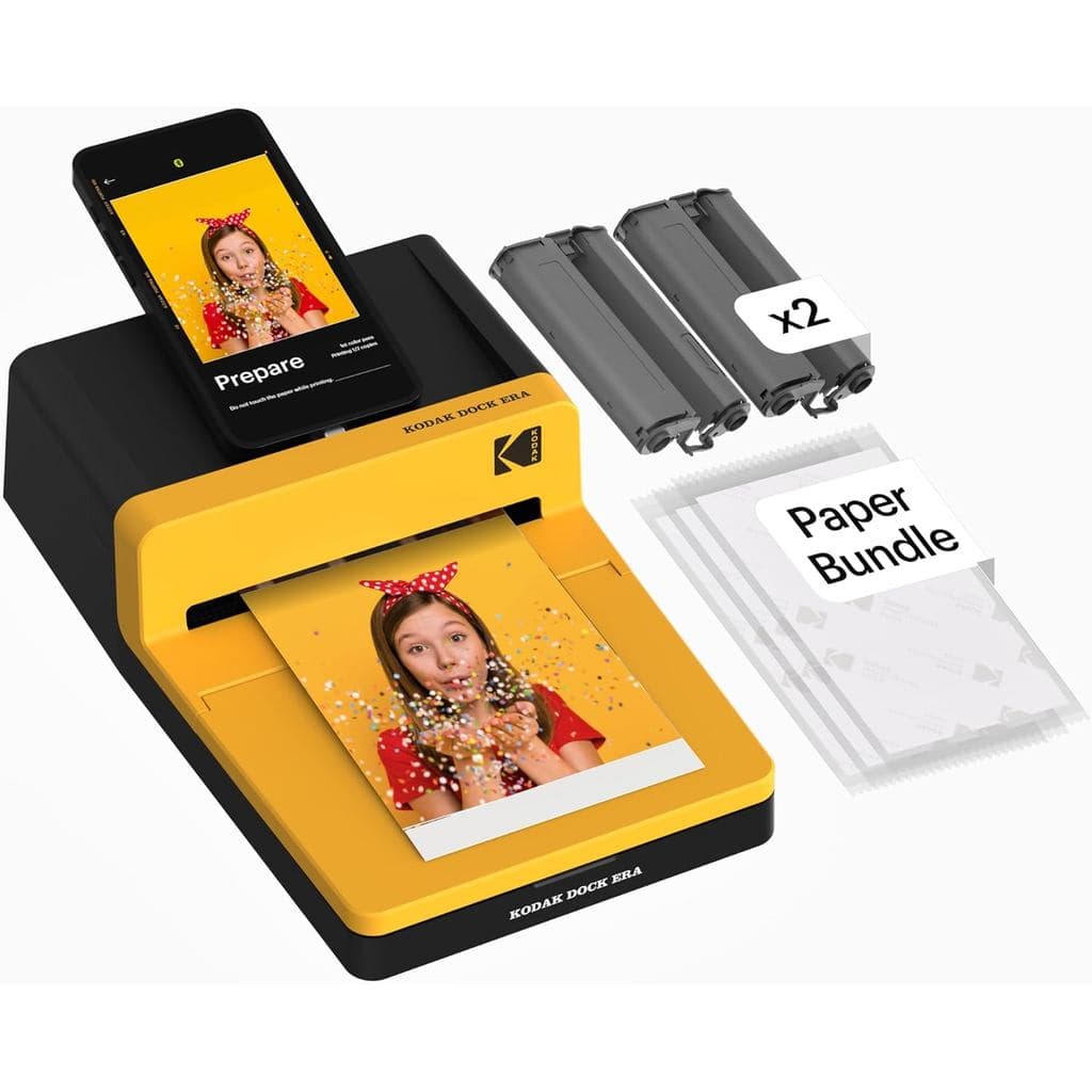 Impressora de Fotos de Mesa KODAK Dock Era 4x6'', 50 Folhas, Impressora com Conexão Dock e Bluetooth para Smartphone iPh