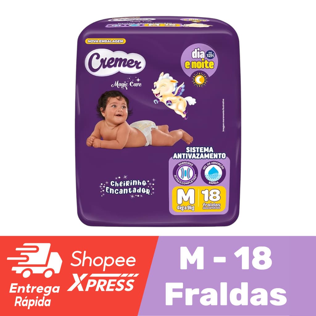 Fralda Cremer Magic Care Jumbo M com 18 unidades