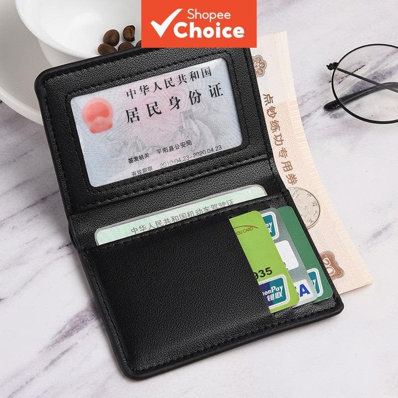 Mini Carteira Masculina Ultrafina Curta Jovem Vertical Couro Macio Porta Cartão Fino Estudante