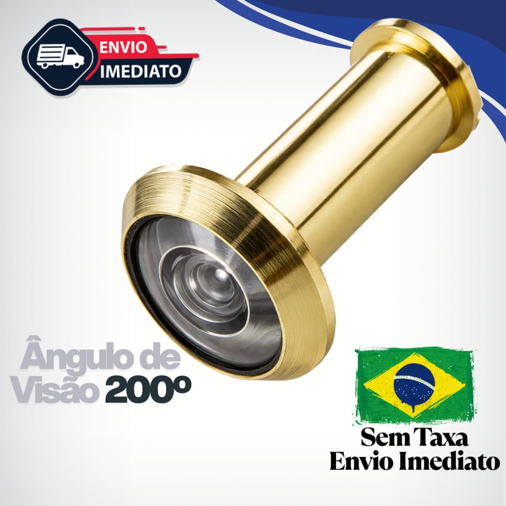 Olho Magico Dourado Visor para Portas e Portões Latão Ângulo Visão 200º