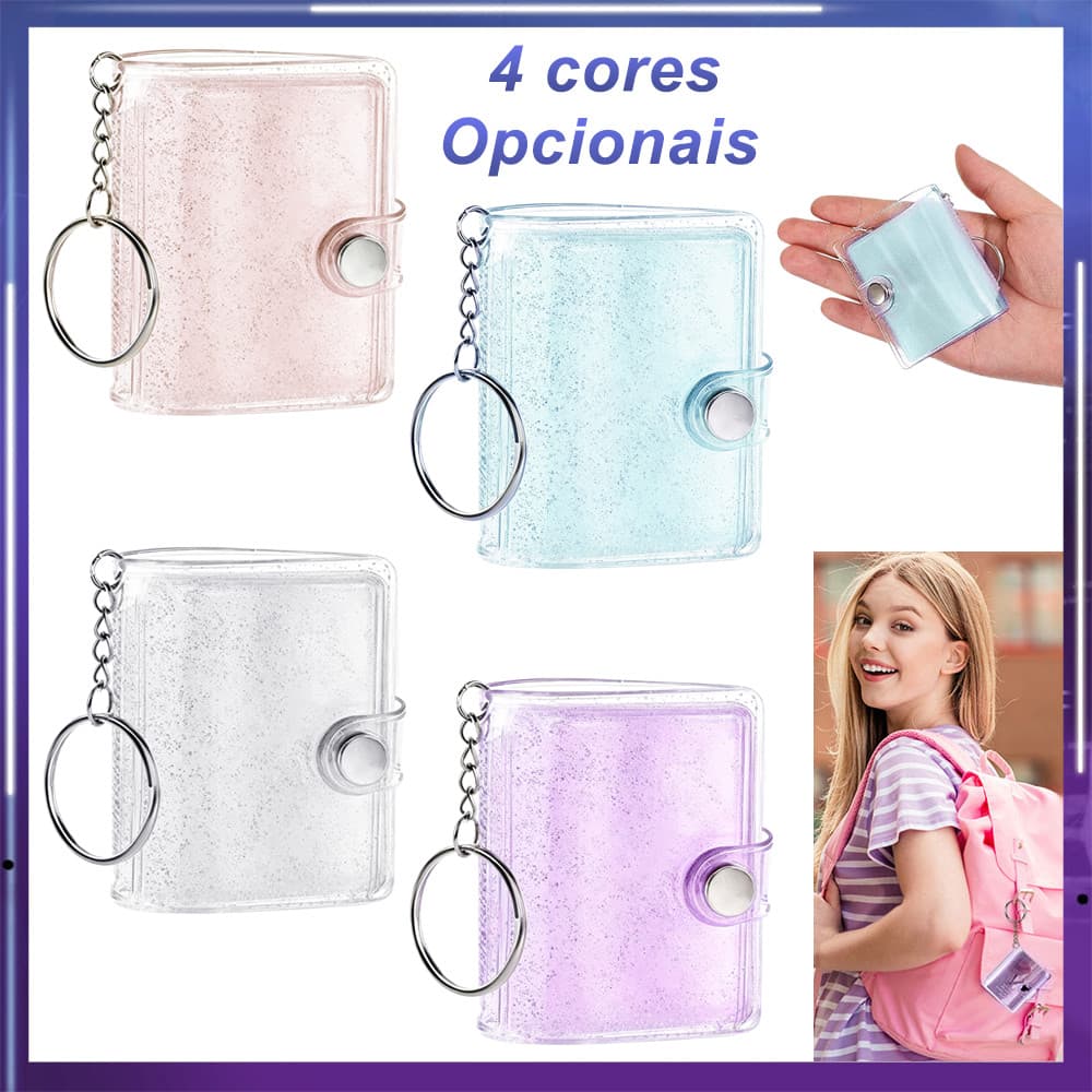 Álbum de Fotos Miniatura, 4.8x6.2 cm, Capa Transparente para Personalizar, Ideal para Presente,4 cores