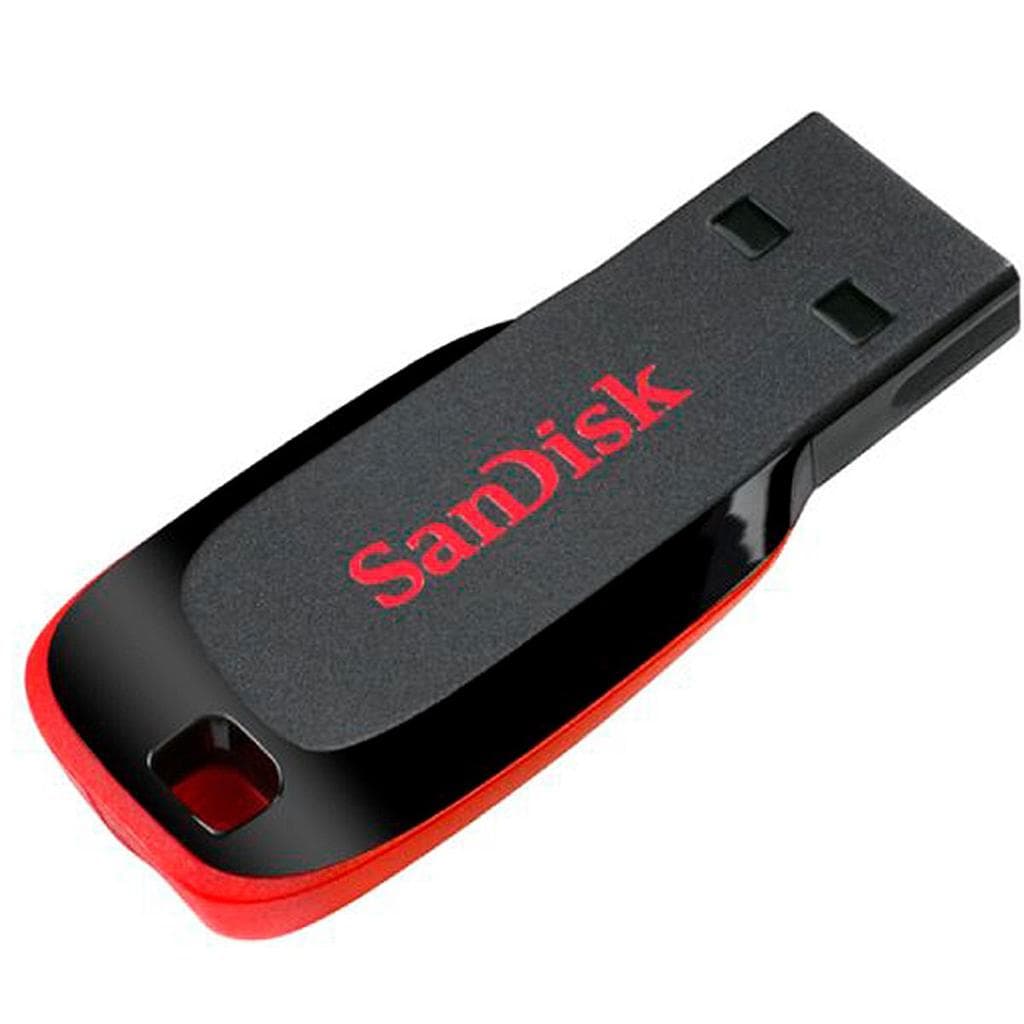 Pen Drive Sandisk Cruzer Blade 64GB USB 2.0 Preto/Vermelho -