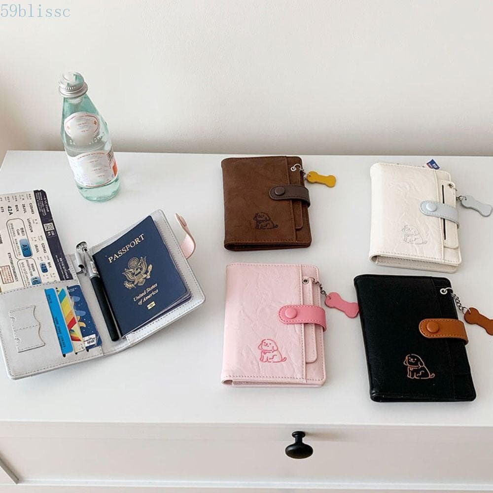 Carteira De Viagem BLISSC , Bolsa Fofa Para Cachorro Passaporte PU , Porta-Bilhetes Cartões De Armazenamento De Cartão