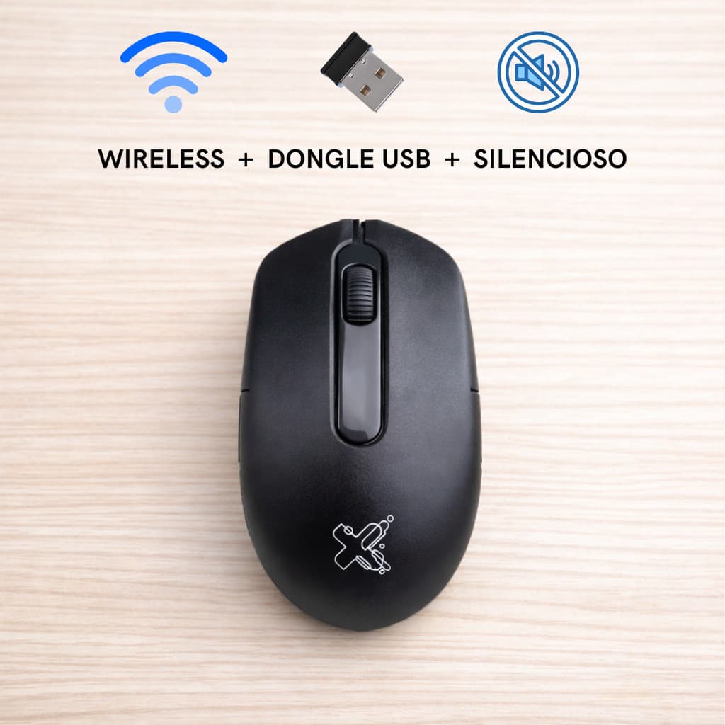 Mouse Sem Fio Wireless Silencioso 1600 DPI Para Notebook PC Computador Óptico Escritório Maxprint Airy