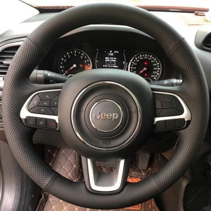 Capa De Volante Do Carro Trança Couro Genuíno Para Jeep Compass Renegado Fiat Toro 2015-2019 Tipo DIY Envoltório