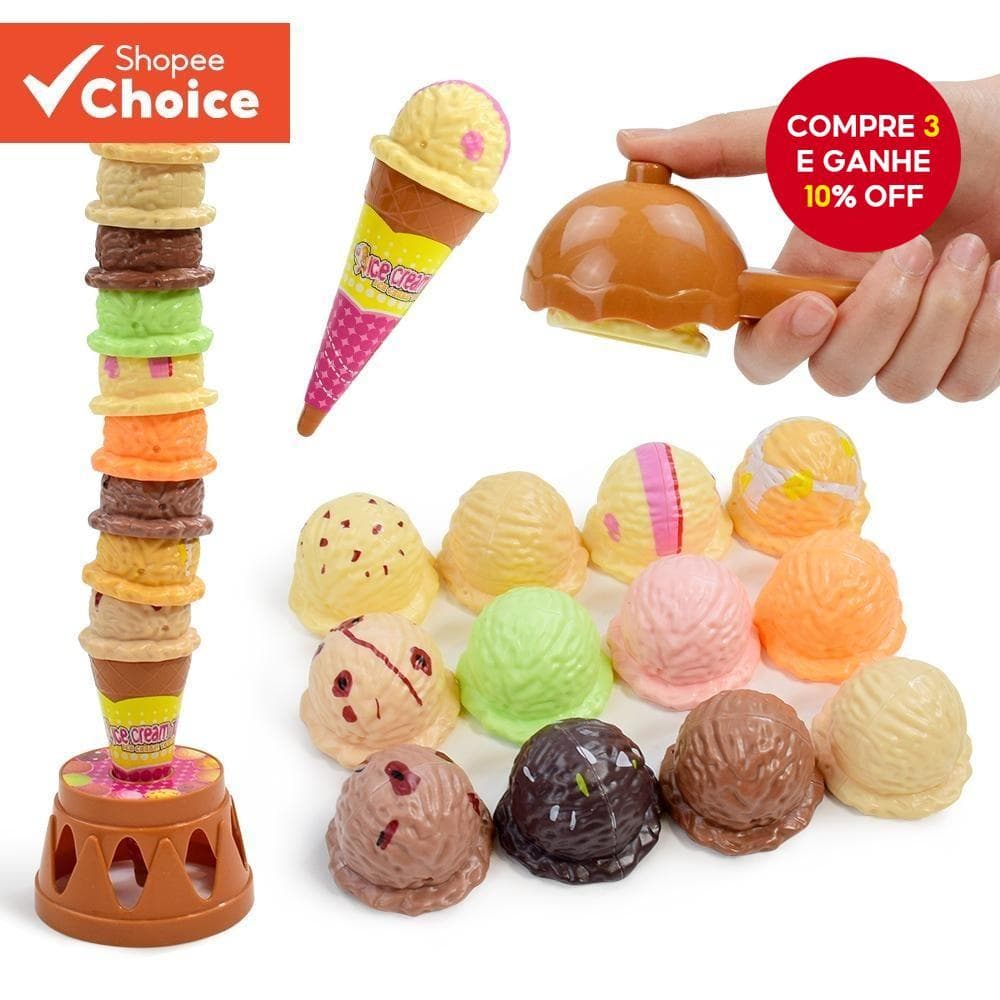 Crianças Fingem Jogar Cozinha Conjunto Empilhável Sorvete Brinquedos Para Diversão Educacional , Presente De Aniversário