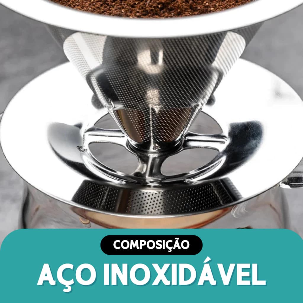 Coador 102/103 Filtro Café Inox Pegador Com Silicone - Peneiro Aço Reutilizável - Promoção