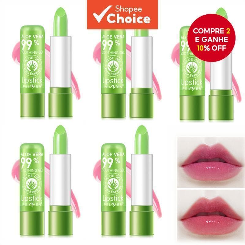 Pacote Com 5 Bálsamo Labial Hidratante Natural De Aloe Vera Maquiagem Barata
