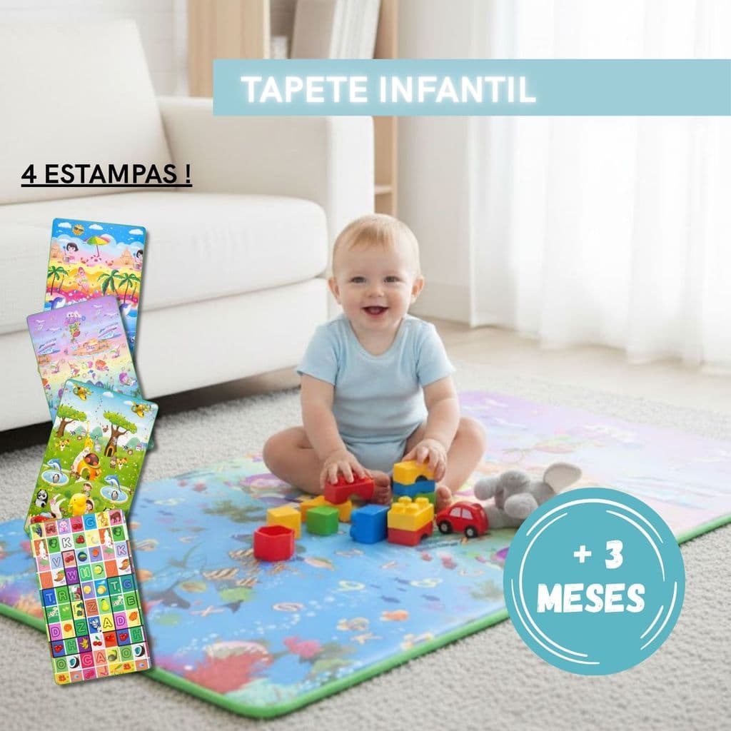 Tapete Térmico Infantil Bebê GRANDE 2 metros Estampas Atividades Educativo Tapetinho Lavável