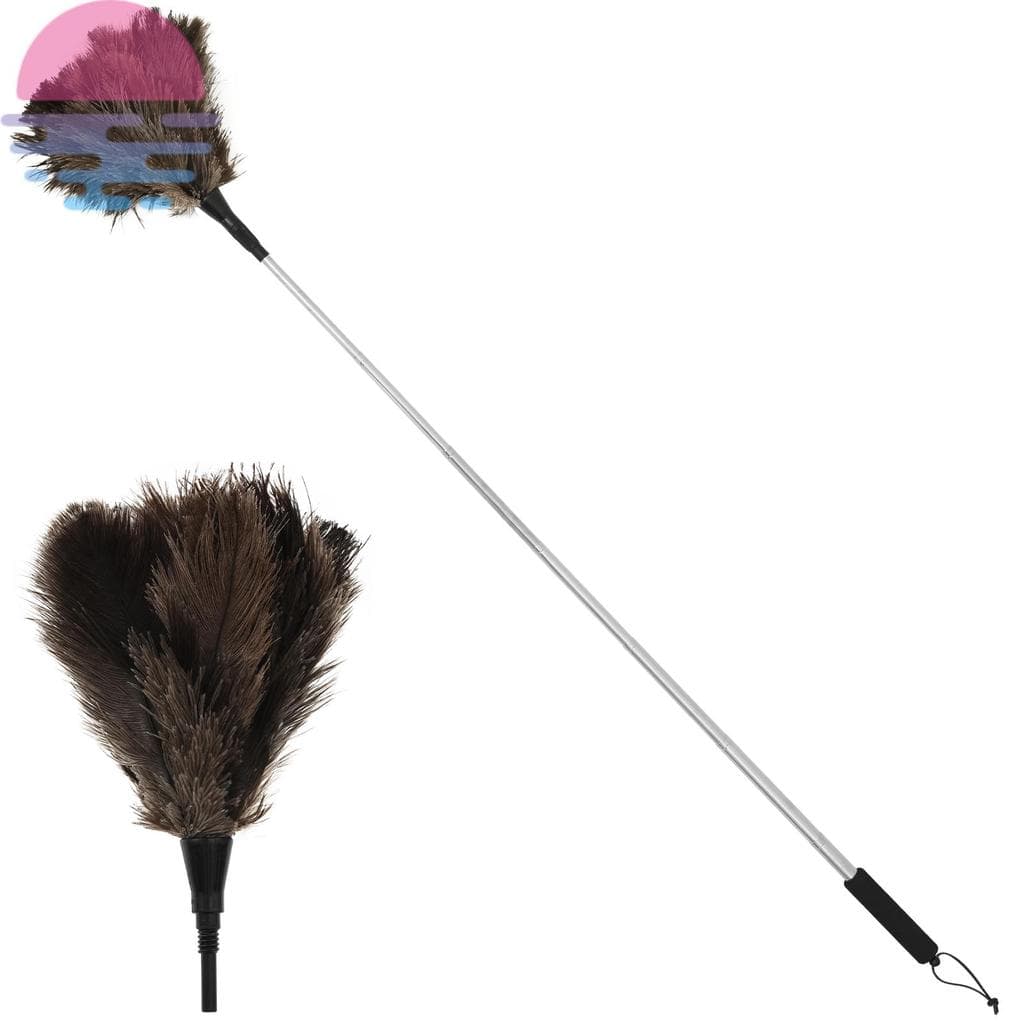 Espanador De Penas De Avestruz Ajustável De 21 A 51 Polegadas Extensível Prático Com Poste Telescópico De Aço Inoxidável