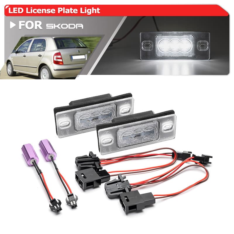 2x Para Skoda Fabia I Typ 6Y2 6Y3 6Y5 1999-2008 Branco Completo Livre De Erros Led Luzes Da Placa De Licença Lâmpadas De