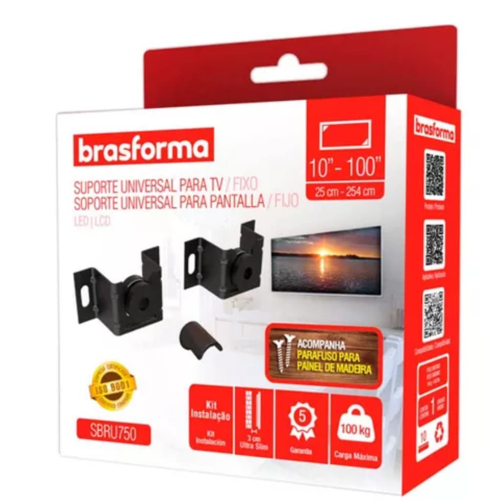 Suporte Universal Fixo Para TV 10' - 100'  Brasforma