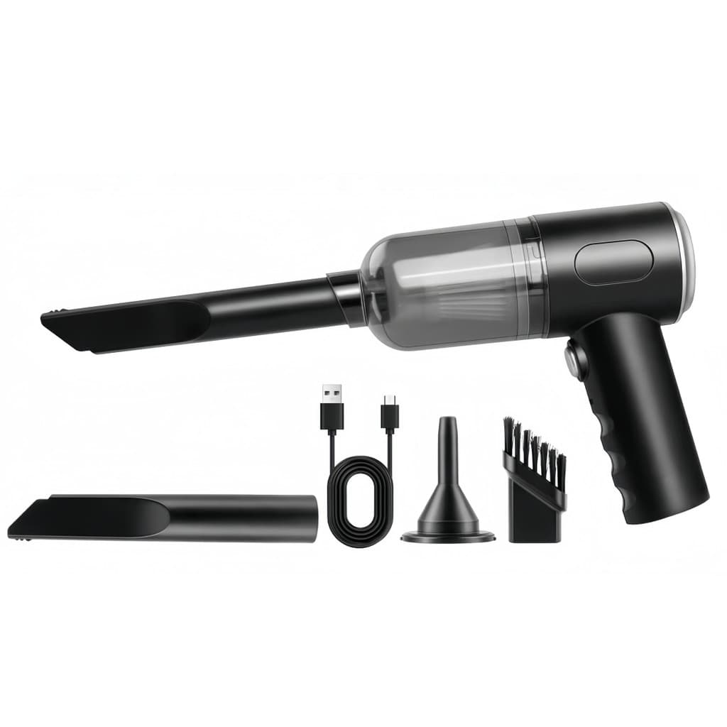 Mini Aspirador Portátil 3 em 1 Recarregável USB com Função Sopro para Carro e Uso Manual