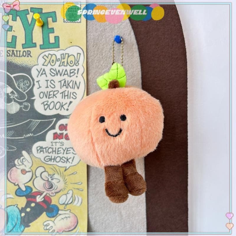 [springevenwell] Adorável Bonito Pêssego Fruta Brinquedo De Pelúcia Boneca Chaveiro Pingente Mochila Charme Saco Pendura