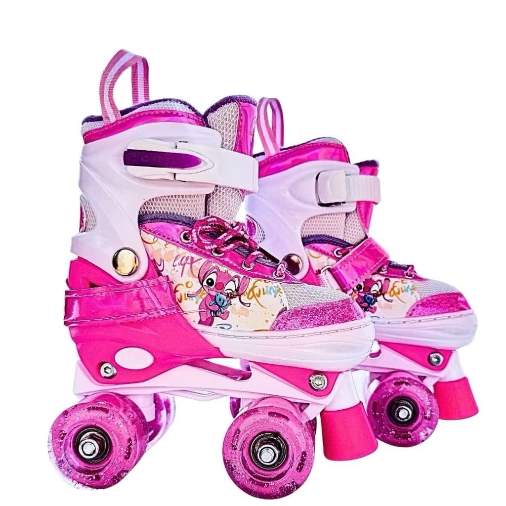 Patins Roller 4 Rodas ARCO ÍRIS Com Luz De LED E Glitter Modelo Premium