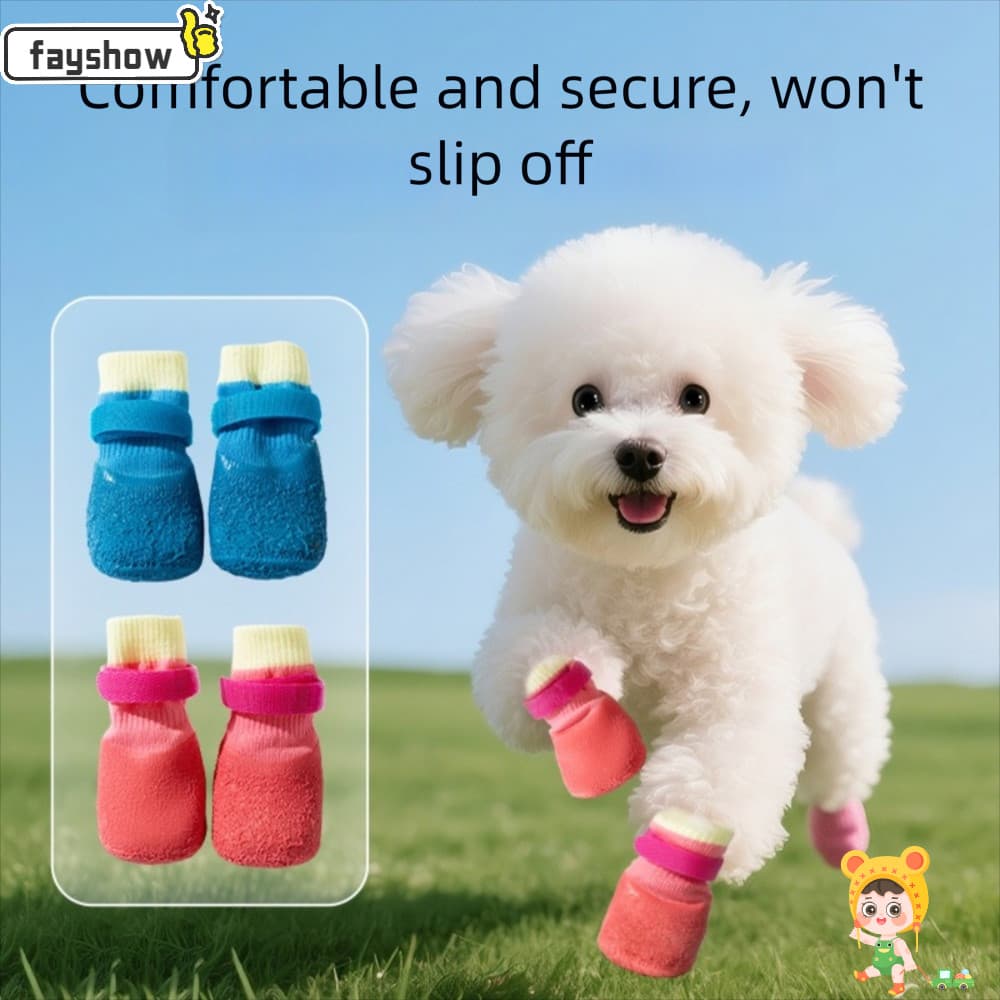 FAYSHOW 4 Unidades/Conjunto Sapatos Para Cães , De Malha Antiderrapantes E Anti-Sujeira Cachorros , Botas Respiráveis À 