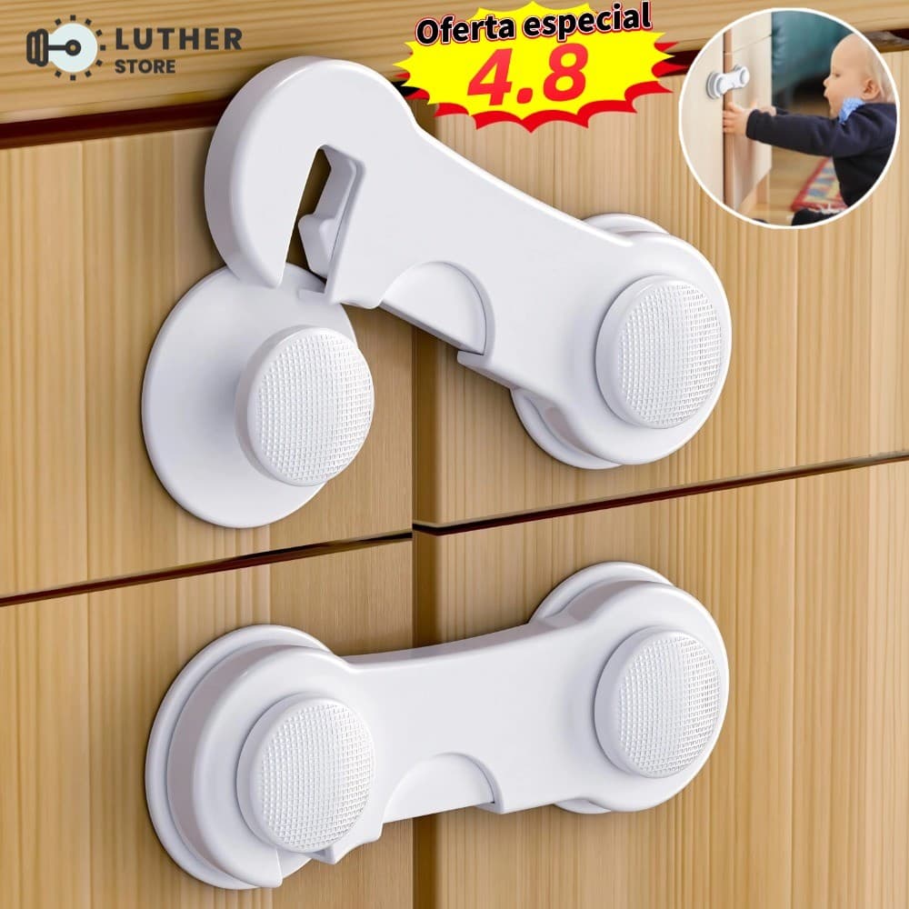 10 Trava De Gaveta Armário Porta Segurança Proteção Bebe Kit Trava Protetor Bebe Criança Adesivo 3M