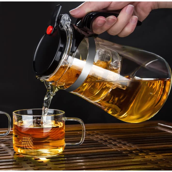 Chaleira Bule Jarra de Vidro 900ML Para Chá Com Infusor Reutilizável