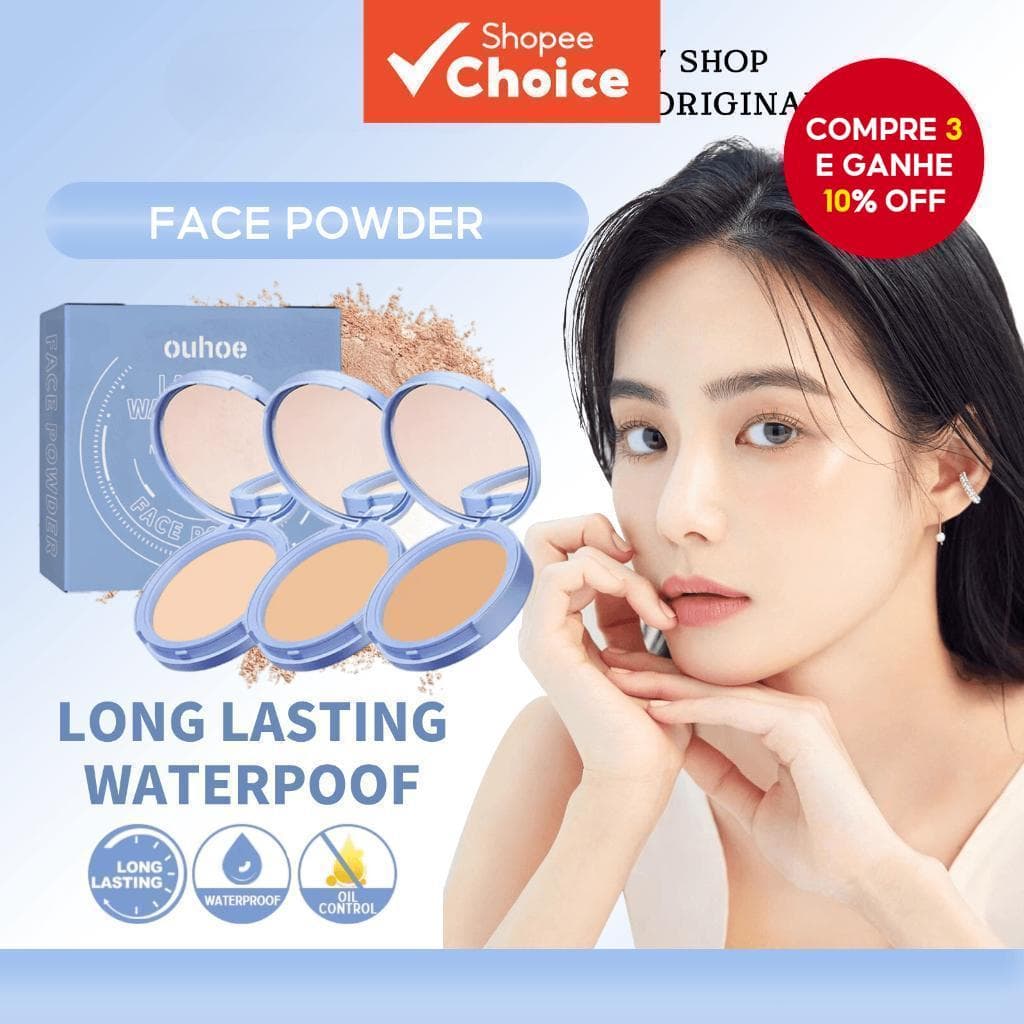 Pó Facial Fosco Com Controle De Óleo-Compacto À Prova D'água E De Longa Duração | Acabamento Liso Leve 8g