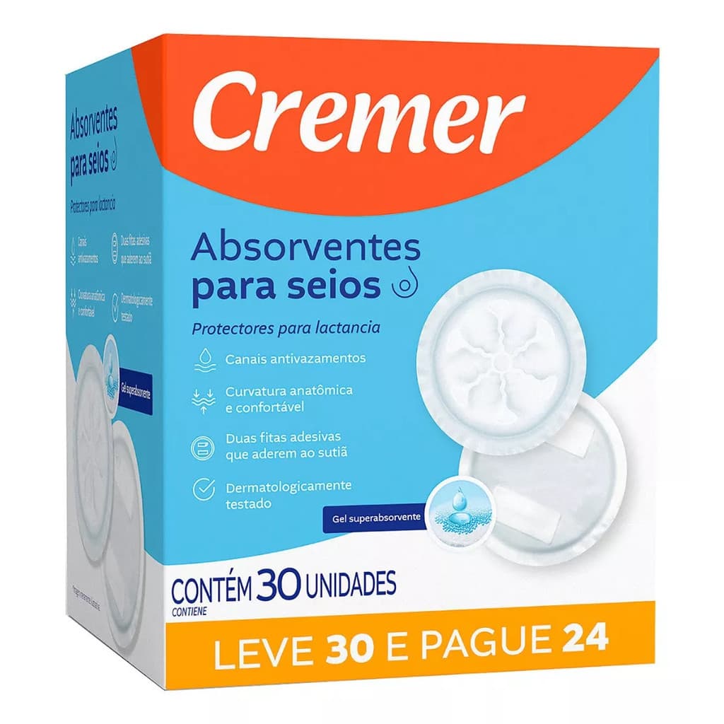 KIT C/3 Absorvente Para Seios Cremer Leve 30 Pague 24 Un