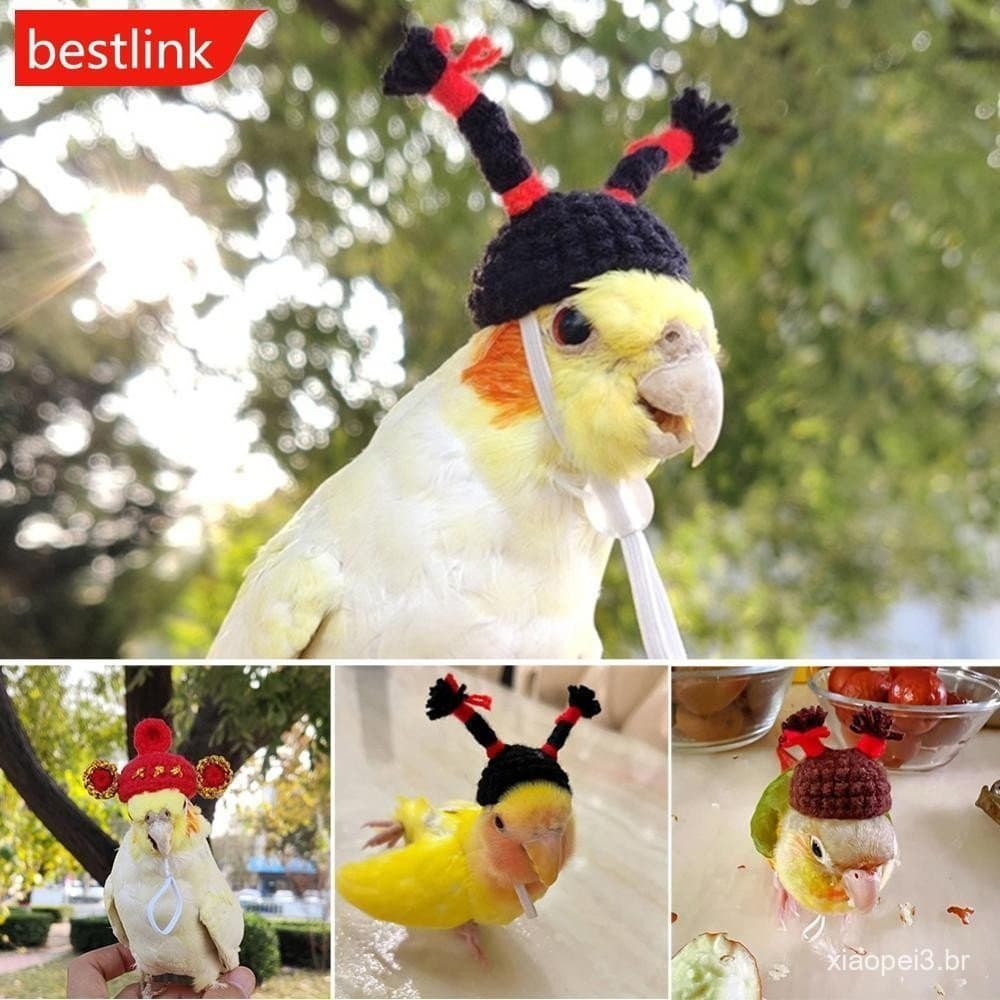 BESTLINK Pet Hamster Periquito Calopsita Peônia Papagaio Pássaro Chapéu Lã Crochê Malha Pequenos Animais Mini Pássaros B