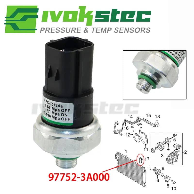 Interruptor de Pressão do Ar Condicionado para HYUNDAI H-1 Santa 2.0 2.4 2.4 2.7 1997-2008 977523A000