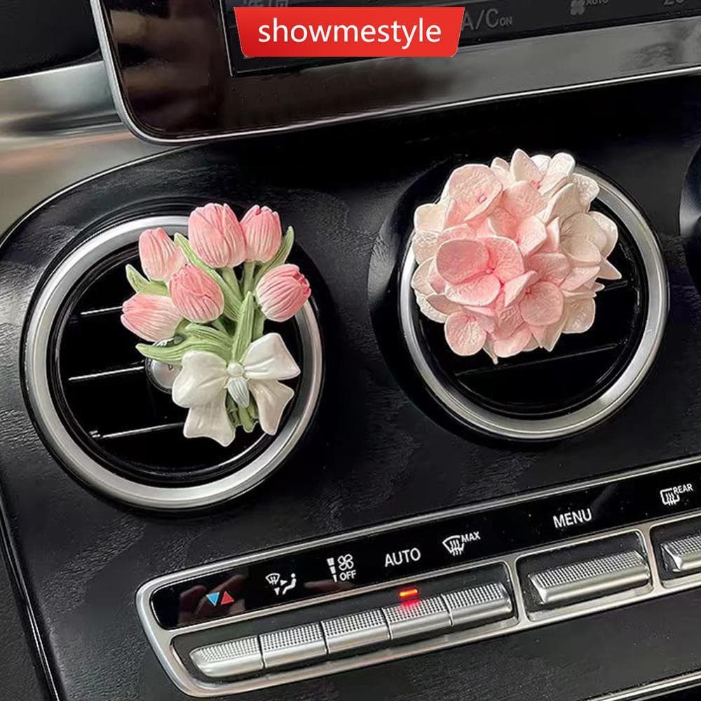 SMS Clipe De Perfume Para Carro , Flor , Tulipa , Saída De Ar , Ambientador De Pêssego , Difusor De Aroma , Acessórios D
