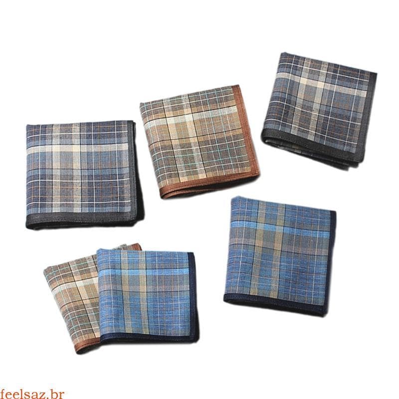 feelsaz Lenço Xadrez 40x40cm Para Homens , Uso Casual , Pano De Bolso , Macio , Respirável , Quadrado , Toalha Cavalheir