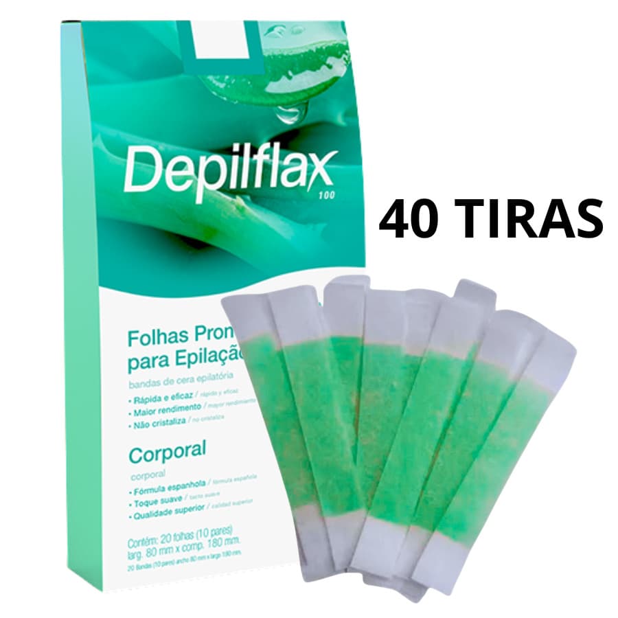 40 Tiras De Cera Pronta Sobrancelhas Buço Aloe Vera Depilflax