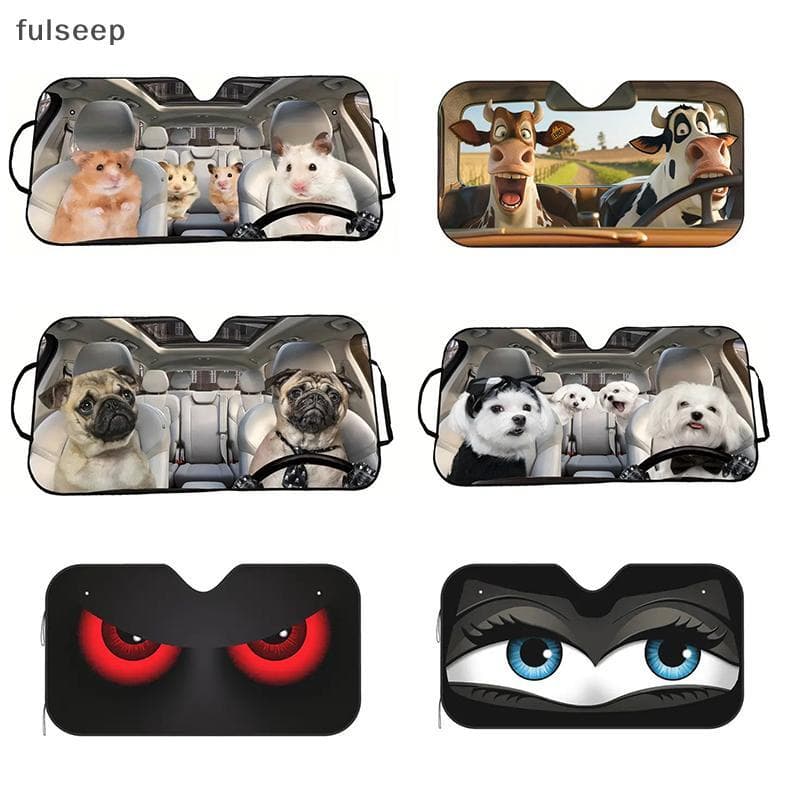 [fulseep] Selfie Casal Sombrinha Tabby Driver Pára-Brisa Protetor Solar Para Carro , Engraçado Incrível Pet Auto Janela 