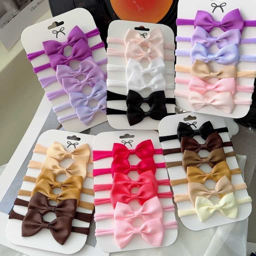 6 Pçs Meninas Bowknot Headbands Cor Sólida Fita De Gorgorão Acessórios De Cabelo Para Bebê Criança