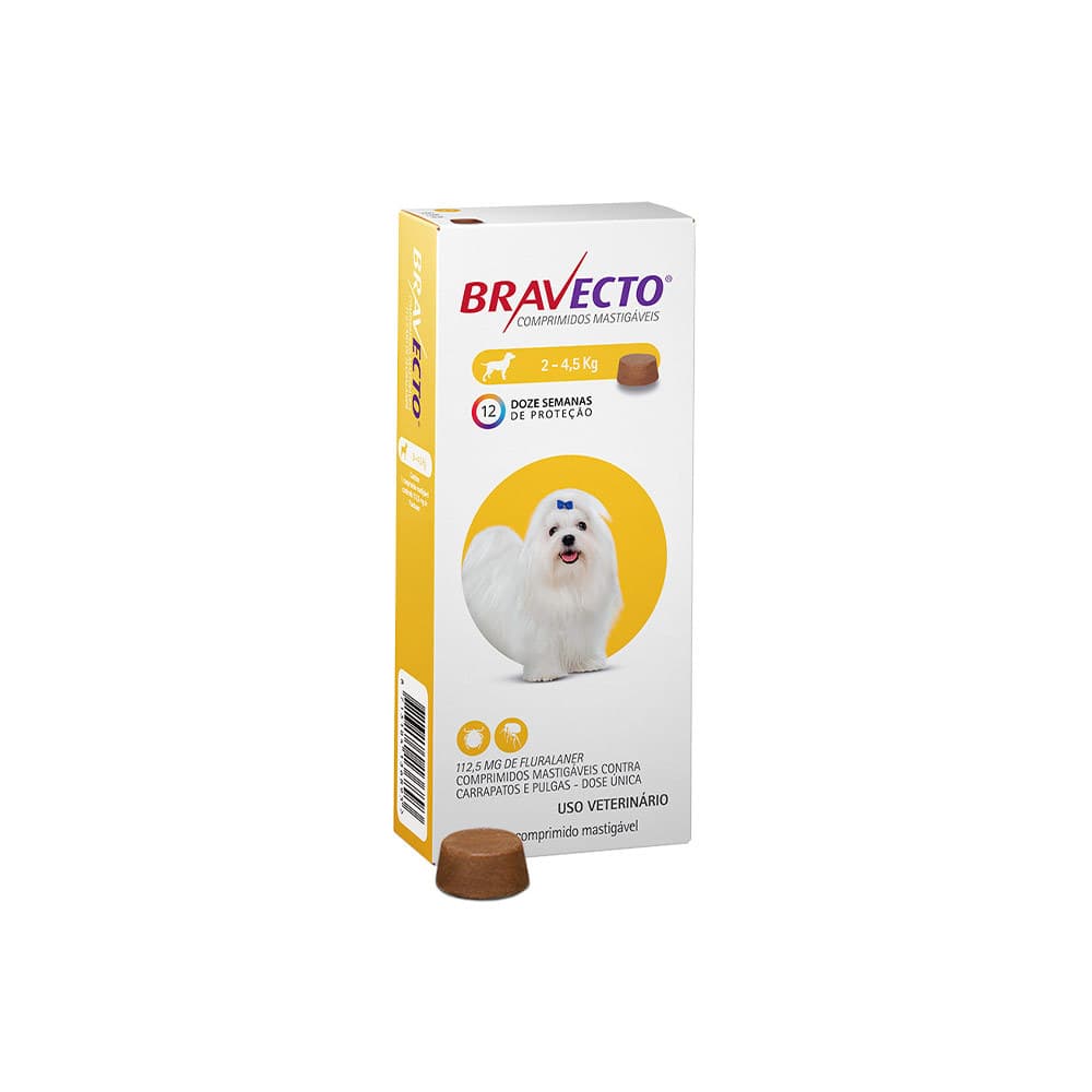 BRAVECTO 112,5MG (2  A  4,5KG) ORIGINAL COM NFE