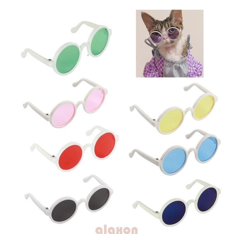 2 Pcs Gatos Óculos Sol Para Cães Pequenos Armação Redonda Lente Solar Popular Pet Foto Adereços Ey