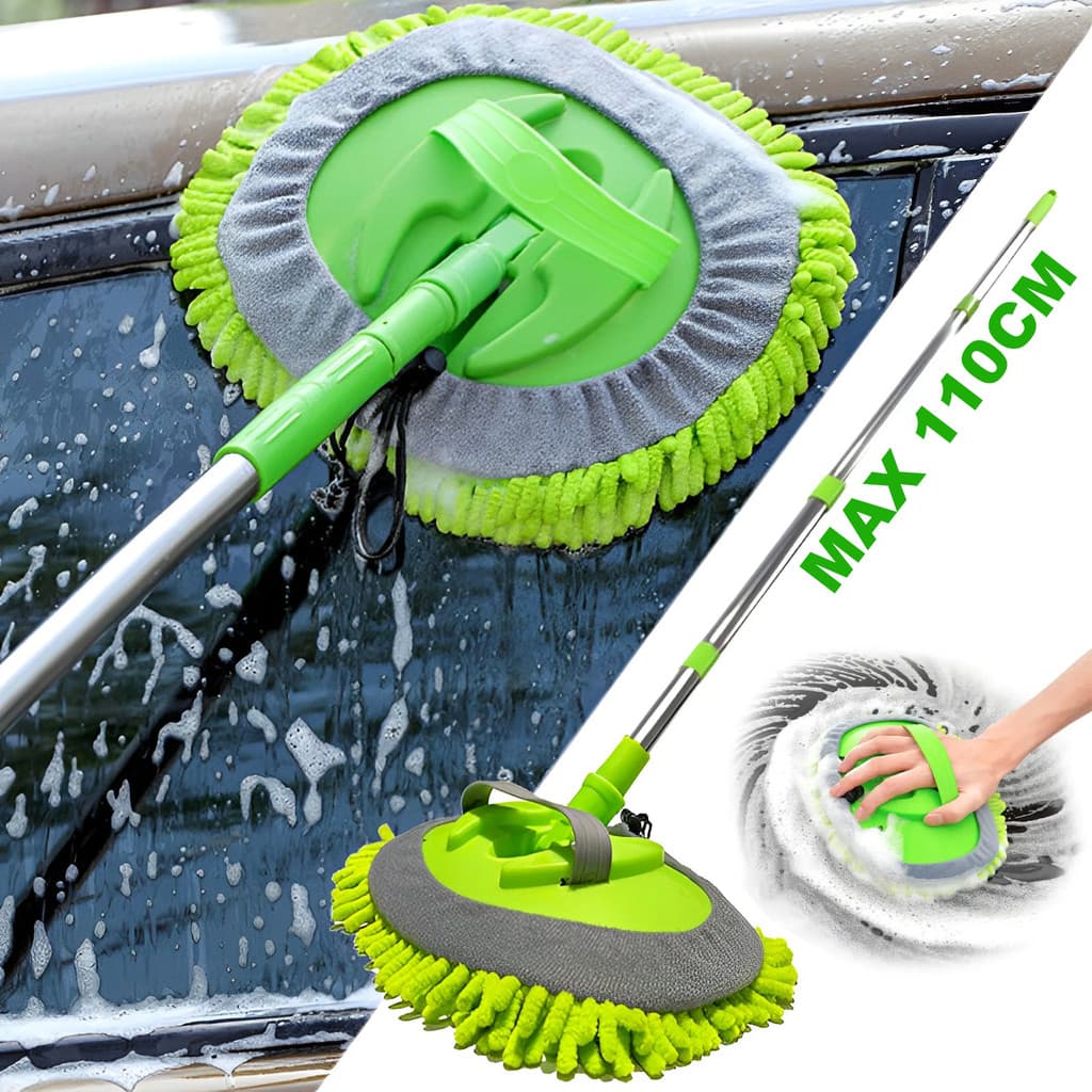 Esfregão Mop Escova limpeza Lavagem de Carro Cabo Telescópico Ajustável Microfibra