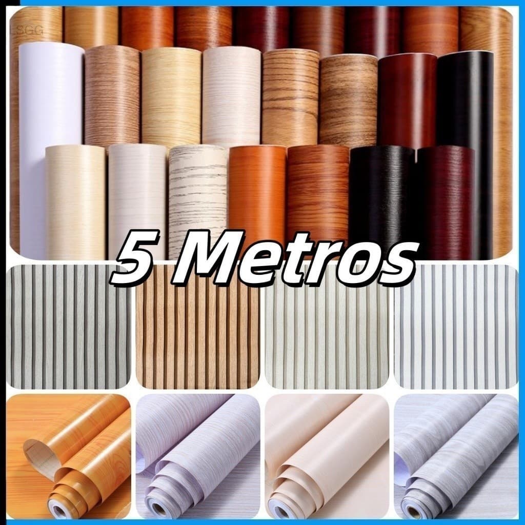 Papel de Parede Madeira 3D 5 METROS X 45CM Auto Adesivo Colante Promoção