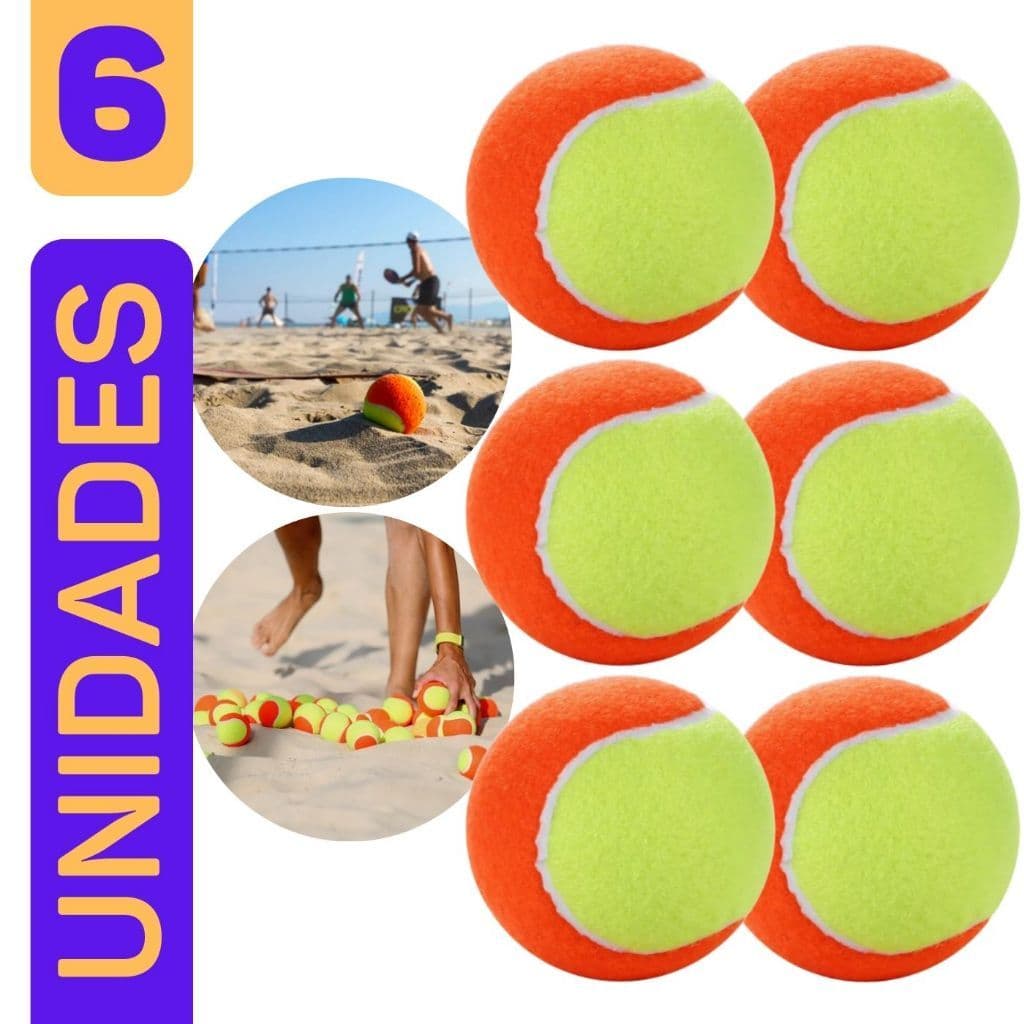 Kit 6 Bolas Beach Tennis Tenis Praia Treino Esporte e Areia Bolinhas